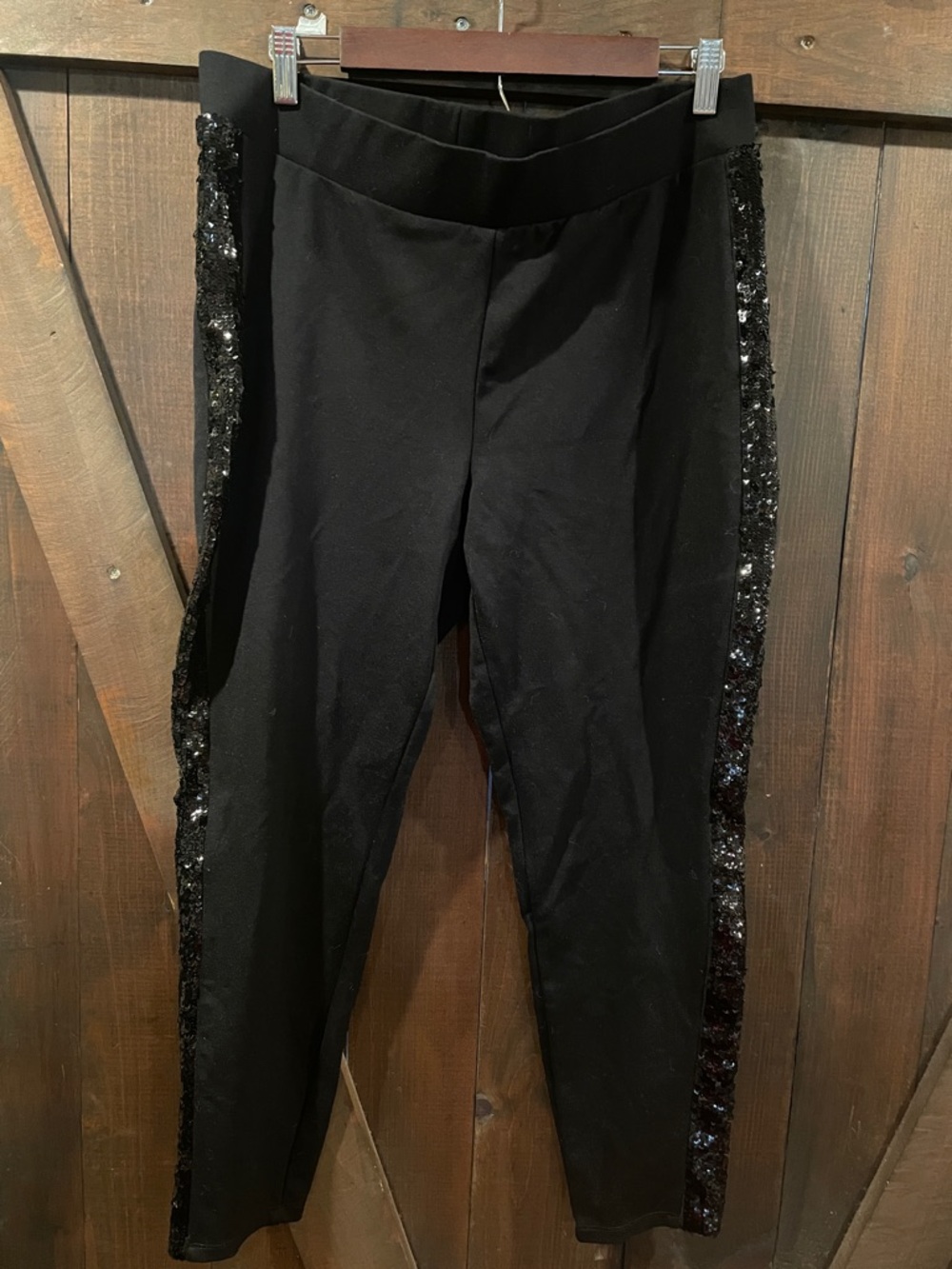 Philosophy Sequined striped tux style pants